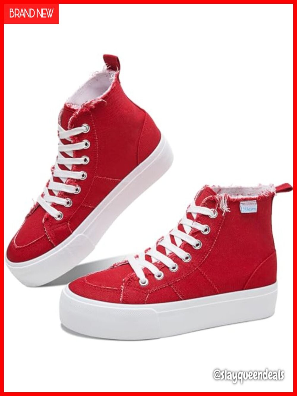 High Top Platform Sneakers Mid Calf Canvas Skate Shoes Lace Up Casual